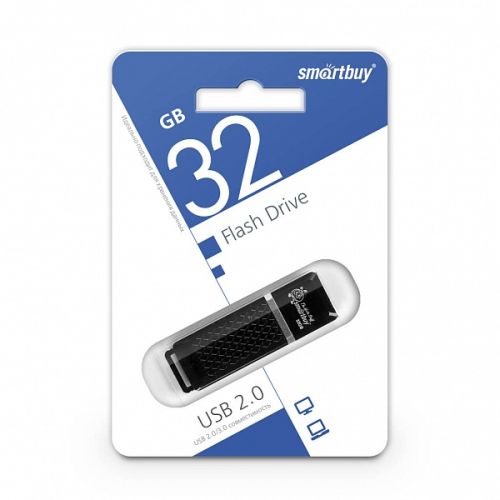 USB флэш карта 32 Gb USB 2.0 Smart Buy Quartz черный оптом, в розницу Центр Компаньон фото 3