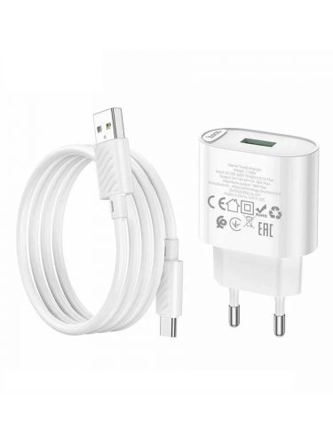 СЗУ USB 3.0A USB порт HOCO C109A Fighter PD20W кабель Type-C белый - оптовая продажа фото 4 СЗУ USB 3.0A USB порт HOCO C109A Fighter PD20W кабель Type-C белый - фото фото 4
