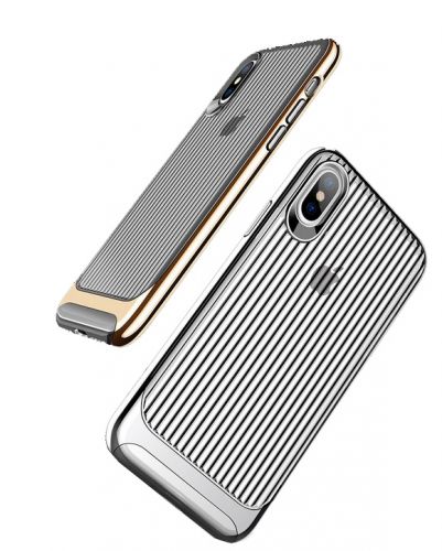 Чехол-накладка для iPhone X/XS USAMS Senior серебро - фото