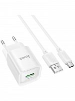 СЗУ USB HOCO C145A QC3.0 кабель Type-C белый - фото