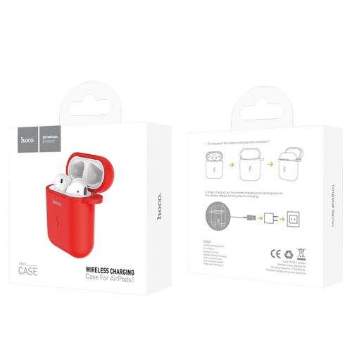 Зарядный чехол HOCO CW22 для Airpods с беспроводной зарядкой красный - оптовая продажа фото 4 Зарядный чехол HOCO CW22 для Airpods с беспроводной зарядкой красный - фото фото 4