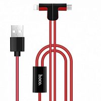 Купить Кабель USB 2в1 MicroUSB-Lightning 8Pin HOCO X12 1м красный оптом, в розницу в ОРЦ Компаньон