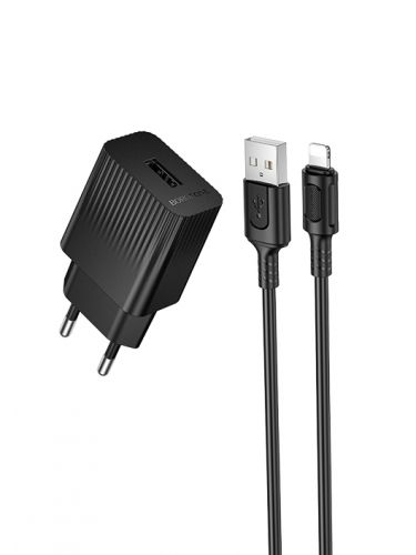 СЗУ USB BOROFONE BAS71A Potential 2.4A кабель Lightning 8Pin черный - оптовая продажа СЗУ USB BOROFONE BAS71A Potential 2.4A кабель Lightning 8Pin черный - фото
