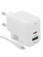 СЗУ Type-C BOROFONE BAS45A Potential 3A PD30W QC3.0 кабель Apple 8pin белый - фото