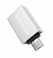 Купить Адаптер USB MICRO USB OTG BOROFONE BV2 серебро оптом, в розницу в ОРЦ Компаньон
