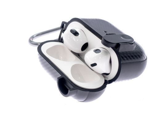Чехол для наушников Airpods 3 carbon fiber черный - оптовая продажа фото 4 Чехол для наушников Airpods 3 carbon fiber черный - фото фото 4
