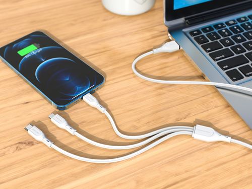 Кабель USB 3в1 MicroUSB-Lightning 8Pin-Type-C BOROFONE BX66 Silicone 2.4A белый - фото фото 4