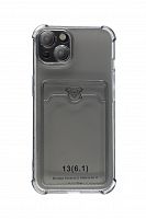 Чехол-накладка для iPhone 13 VEGLAS Air Pocket черно-прозрачный - фото