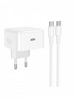 СЗУ Type-C HOCO C161A Charm 3A PD40W QC3.0 кабель Type-C белый - фото