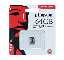 Карта памяти MicroSDХС 64GB Класс 10 Kingston UHS-I U1 Canvas Select 80MB/s без адаптера - фото