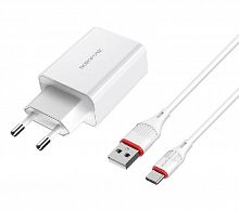 СЗУ USB 3.0A BOROFONE BA21A Long Journey QC3.0 18W кабель Type-C белый - фото