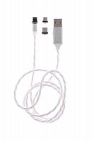 Купить Кабель USB 3в1 MicroUSB-Lightning 8Pin-Type-C X-Cable Магнитный Светящийся 1м белый  оптом, в розницу в ОРЦ Компаньон