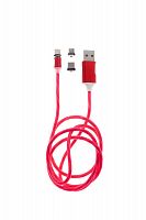 Купить Кабель USB 3в1 MicroUSB-Lightning 8Pin-Type-C X-Cable Магнитный Светящийся 1м красный  оптом, в розницу в ОРЦ Компаньон