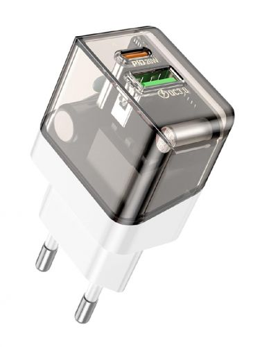 СЗУ USB 3.0A USB+Type-C порт BOROFONE BA80A PD20W+QC3.0 кабель Lightning 8Pin черный - оптовая продажа СЗУ USB 3.0A USB+Type-C порт BOROFONE BA80A PD20W+QC3.0 кабель Lightning 8Pin черный - фото