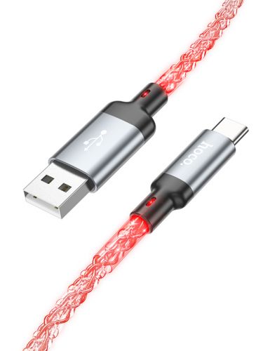 Кабель USB Type-C HOCO U112 Shine 3.0A 1.2м серый - оптовая продажа фото 2 Кабель USB Type-C HOCO U112 Shine 3.0A 1.2м серый - фото фото 2