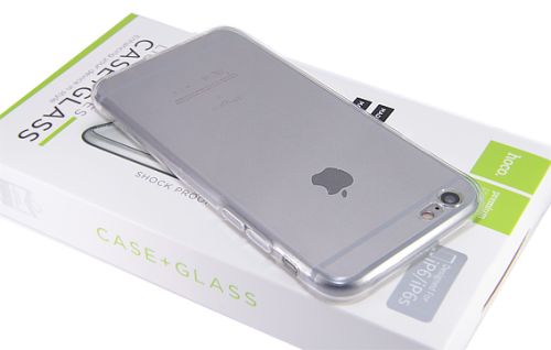 Чехол-накладка для iPhone 6/6S HOCO LIGHT TPU белая + стекло черное оптом, в розницу Центр Компаньон