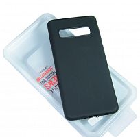 Чехол-накладка для Samsung G975F S10 Plus SOFT TOUCH TPU ЛОГО черный - фото