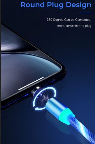 Кабель USB Lightning 8Pin X-Cable Магнитный Светящийся 1м синий  оптом, в розницу Центр Компаньон фото 4
