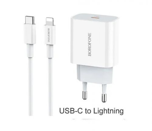 СЗУ Type-C 3.0A BOROFONE BA38A Plus Speedy PD20W кабель Apple 8 Pin белый - оптовая продажа фото 4 СЗУ Type-C 3.0A BOROFONE BA38A Plus Speedy PD20W кабель Apple 8 Pin белый - фото фото 4