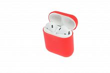 Чехол для наушников Airpods Silicone без карабина красный - фото