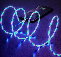 Купить Кабель USB Lightning 8Pin X-Cable Магнитный Светящийся 1м синий  оптом, в розницу в ОРЦ Компаньон