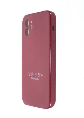 Чехол-накладка для iPhone 12 VEGLAS SILICONE CASE Защита камеры вишневый (36) - фото