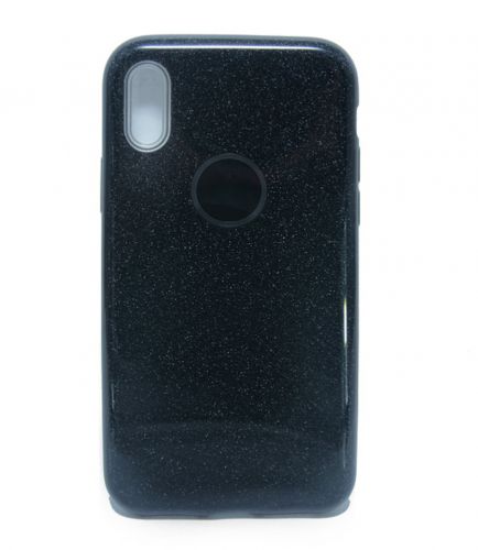 Чехол-накладка для iPhone X/XS JZZS Shinny 3в1 TPU черная - фото