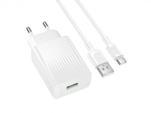 СЗУ USB BOROFONE BAS72A Spring QC3.0 3A кабель Type-C белый - оптовая продажа СЗУ USB BOROFONE BAS72A Spring QC3.0 3A кабель Type-C белый - фото