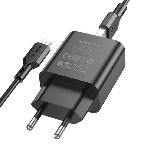СЗУ USB 3.0A BOROFONE BA72A Spring QC3.0 18W кабель Micro черный - оптовая продажа СЗУ USB 3.0A BOROFONE BA72A Spring QC3.0 18W кабель Micro черный - фото