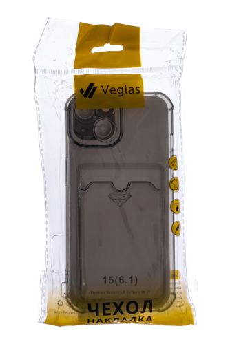 Чехол-накладка для iPhone 15 VEGLAS Air Pocket черно-прозрачный оптом, в розницу Центр Компаньон фото 4