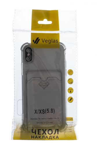Чехол-накладка для iPhone X/XS VEGLAS Air Pocket черно-прозрачный оптом, в розницу Центр Компаньон фото 4