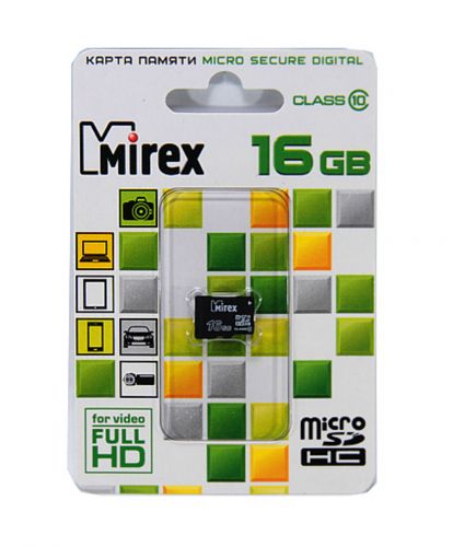 Карта памяти MicroSD 16 Gb Класс 10 Mirex без адаптера - оптовая продажа Карта памяти MicroSD 16 Gb Класс 10 Mirex без адаптера - фото