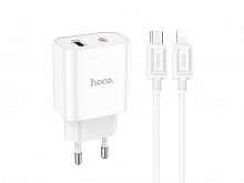СЗУ USB HOCO C80A Plus 3A PD20W QC3.0 кабель Lightning 8Pin белый - фото