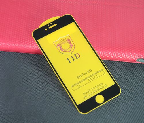 Защитное стекло для iPhone 6/6S FULL GLUE (желтая основа) пакет черный оптом, в розницу Центр Компаньон