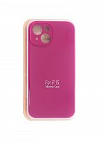 Чехол-накладка для iPhone 15 VEGLAS SILICONE CASE Защита камеры малиновый (54) - фото