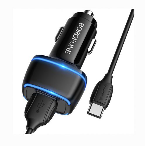 АЗУ USB 2.4A 2 USB порт BOROFONE BZ14 Max кабель Type-C черный - оптовая продажа АЗУ USB 2.4A 2 USB порт BOROFONE BZ14 Max кабель Type-C черный - фото