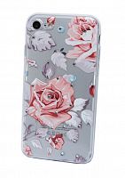Купить Чехол-накладка для iPhone 7/8/SE FASHION TPU стразы Роза розовая оптом, в розницу в ОРЦ Компаньон