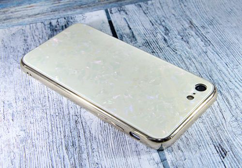 Чехол-накладка для iPhone 7/8/SE SPANGLES GLASS TPU золото																														 - фото