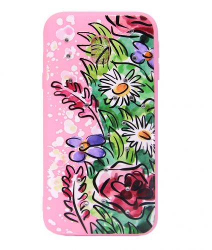 Чехол-накладка для Samsung J330F FASHION Розовое TPU стразы Вид 3 - фото