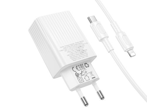 СЗУ Type-C BOROFONE BAS76A Source 1USB 3A PD30W QC3.0 кабель Apple 8Pin белый - оптовая продажа фото 4 СЗУ Type-C BOROFONE BAS76A Source 1USB 3A PD30W QC3.0 кабель Apple 8Pin белый - фото фото 4