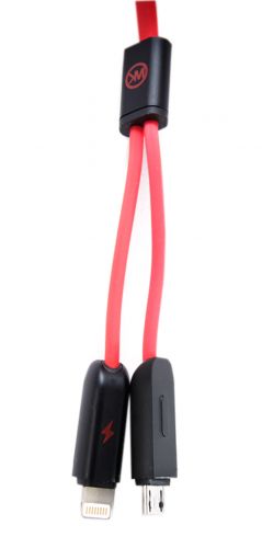 Кабель USB 2в1 MicroUSB-Lightning 8Pin WK красный - оптовая продажа фото 6 Кабель USB 2в1 MicroUSB-Lightning 8Pin WK красный - фото фото 6