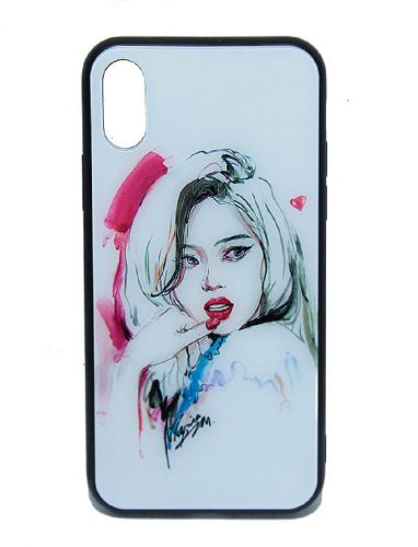 Чехол-накладка для iPhone X/XS LOVELY GLASS TPU девушка коробка - оптовая продажа Чехол-накладка для iPhone X/XS LOVELY GLASS TPU девушка коробка - фото