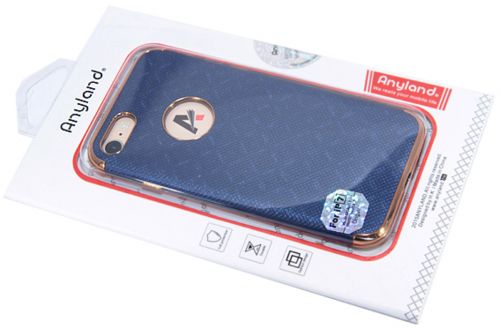 Чехол-накладка для iPhone 7/8/SE  ANYLAND TPU+Кожа Фактура синий - фото фото 2