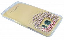 Чехол-накладка для SAMSUNG G935F S7 edge YOUNICOU стразы крупные Золотой узор TPU - фото