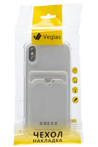 Чехол-накладка для iPhone X/XS VEGLAS Air Pocket прозрачный оптом, в розницу Центр Компаньон фото 4