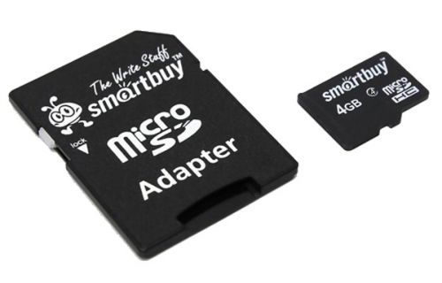 Карта памяти MicroSD 4 Gb Класс 4 Smart Buy адаптер - фото