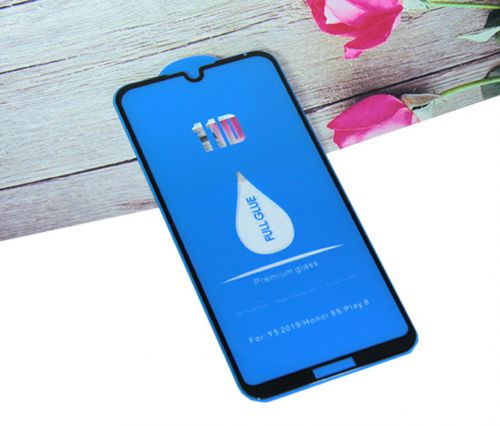 Защитное стекло для HUAWEI Honor 8S/Y5 2019 11D FULL GLUE (синяя основа) коробка черный - фото