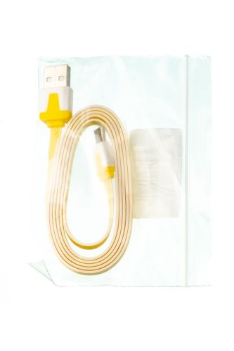 Кабель USB-Micro USB Flat Длинный штекер пакет бело-желтый оптом, в розницу Центр Компаньон фото 3