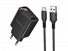 СЗУ USB 3A 1 USB порт BOROFONE BA95A Illustre кабель Type-C черный - фото
