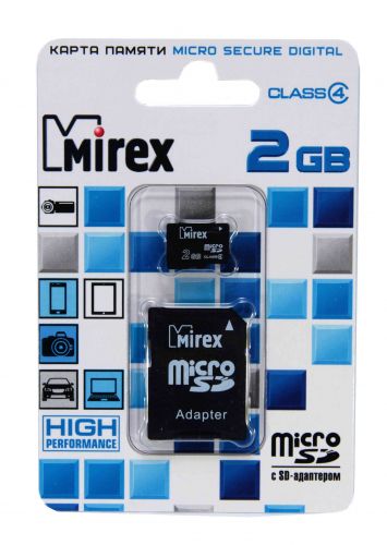 Карта памяти MicroSD 2 Gb Класс 4 Mirex без адаптера - фото фото 2